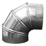 90 Degree Elbow, 10 in Duct Dia, Galvanized Steel, 26 GA, 13 in W x