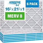 Aerostar 16 3/8x21 1/2x1 MERV 8 Pleated Air Filter, Made in the USA, 6-Pack