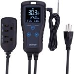 DIGITEN LCD Digital Thermostat Temperature Controller 2-Stage Dual Outlet Pre-Wired Heating & Cooling w/Sensor 110V-240V, -40~248℉ for Beer...