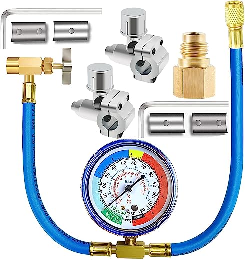 DIY Car A/C Recharge Hose With Gauge – R134a, 1/2 ACME Thread, CALHAWK