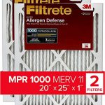 Filtrete 20x25x1 Air Filter MPR 1000 MERV 11, Allergen Defense, 2-Pack (exact dimensions 19.688x24.688x0.84)