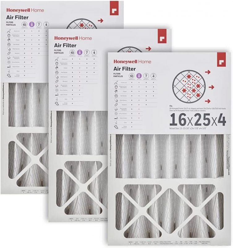 honeywell home 16x25x4 merv 8 ac furnace air filter 3 pack