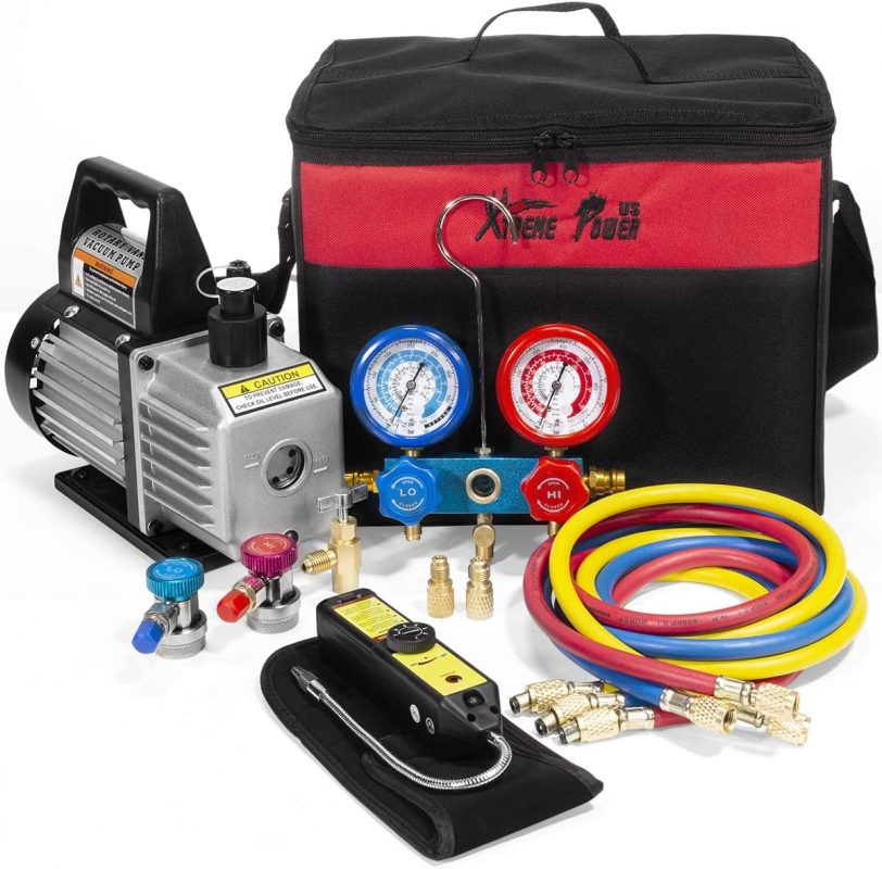 xtremepowerus premium 4cfm air vacuum pump hvac a c refrigeration kit ac