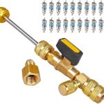 T6 Valve Core Remover/Installer with Dual Size SAE 1/4 & 5/16 Port Air Conditioning Line Repair Tools for HVAC R32 R410A